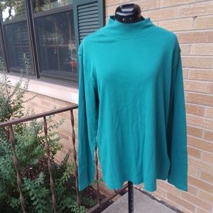 NorthCrest teal mock neck top, size L (14-16)